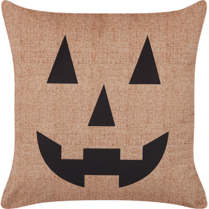 Beliani Decorative Cushion Beige Velvet 45 x 45 cm Jack-O-Lantern Pattern Square Modern Halloween Decor Accessories Material:Velvet Size:45x12x45