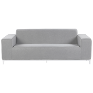 Beliani Garden Sofa Light Grey Fabric Upholstery White Aluminium Legs Indoor Outdoor Furniture Weather Resistant Outdoor Material:Polyester Size:84x67x185
