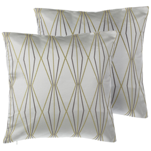 Beliani Set of 2 Decorative Cushions Grey Jacquard Diamond Pattern Geometric 45 x 45 cm Modern Minimalist Decor Accessories Material:Polyester Size:45x12x45