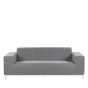 Beliani Garden Sofa Grey Fabric Upholstery White Aluminium Legs Indoor Outdoor Furniture Weather Resistant Outdoor Material:Polyester Size:84x66x182
