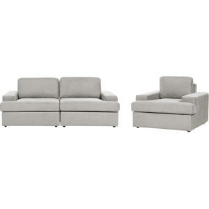 Beliani Sofa Set Light Grey Fabric Upholstered 4 Seater with Armchair Cushioned Thickly Padded Backrest Classic Living Room Couch Material:Polyester Size:xx