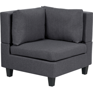 Beliani Corner 1-Seat Section Dark Grey Polyester Fabric Upholstered Armchair with Cushion Module Piece Modular Sofa Element Material:Polyester Size:76x72x76