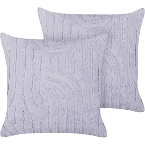 Beliani Set of 2 Decorative Cushions Violet Cotton Polyester Filling 45 x 45 cm Abstract Pattern Square Modern Home Accessory Living Room Bedroom Material:Cotton Size:45x10x45