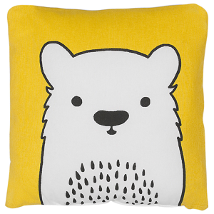Beliani Kids Cushion Yellow Fabric Bear Image Pillow with Filling Soft Children's Toy Material:Cotton Size:45x12x45