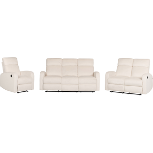 Beliani Electric Recliner Sofa Set White Velvet Upholstered 3 and 2 Seater Armchair Couch Modern Design Relax Function Material:Velvet Size:xx