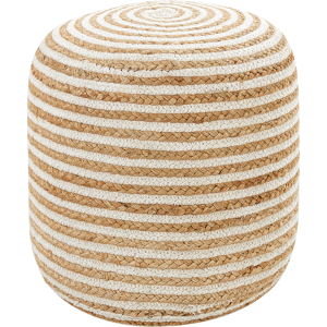 Beliani Pouffe Braided Beige Jute 40 x 40 x 40 cm Round Boho Style Home Accessory Material:Jute Size:40x40x40