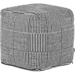 Beliani Pouffe Black and White Cotton EPS Beads Filling 40 x 40 x 40 cm Square Ottoman Striped Pattern Zip Fastener Modern Style Home Accessory Material:Cotton Size:40x40x40