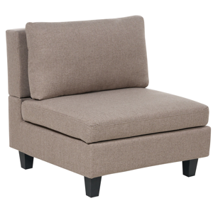 Beliani 1-Seat Section Light Brown Fabric Upholstered Armchair with Cushion Module Piece Modular Sofa Element Material:Polyester Size:76x72x76