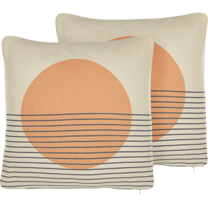 Beliani Set of 2 Throw Cushions Multicolour Cotton and Polyester Blend 45 x 45 cm Decorative Soft Home Accessory Abstract Motif Material:Polyester Size:45x10x45