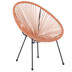 Beliani Garden Chair Orange PE Rattan Papasan Outdoor Indoor Furniture Deep Seat Modern Design