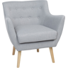 Beliani Armchair Grey Fabric Button Back Rubberwood Legs Modern Material:Polyester Size:54x84x71