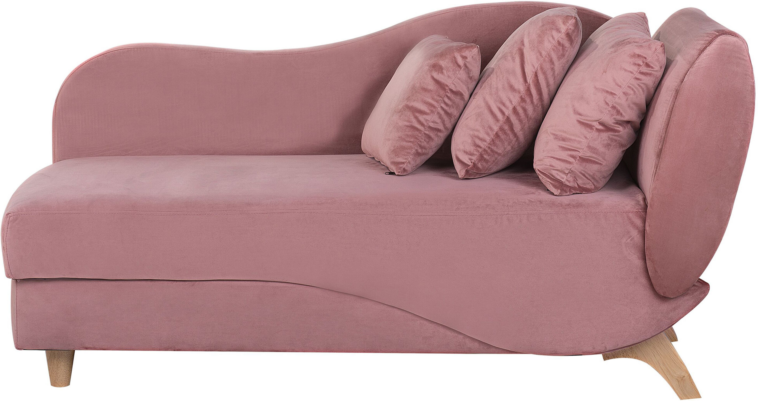 Beliani Right Hand Chaise Lounge in Pink with Storage Container