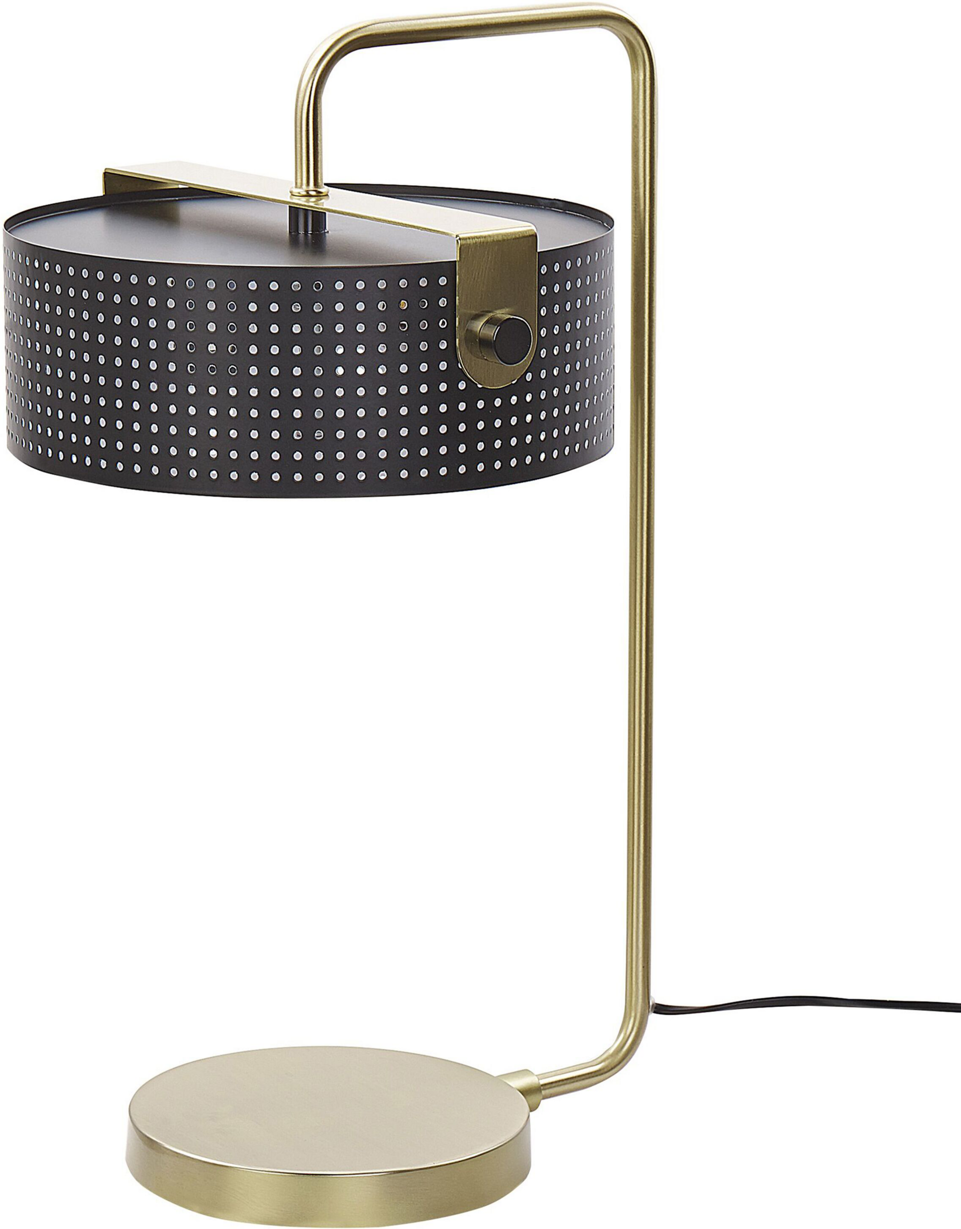 Beliani Table Lamp Gold Metal Base with Black Mesh Lampshade Industrial Style Light Fixture