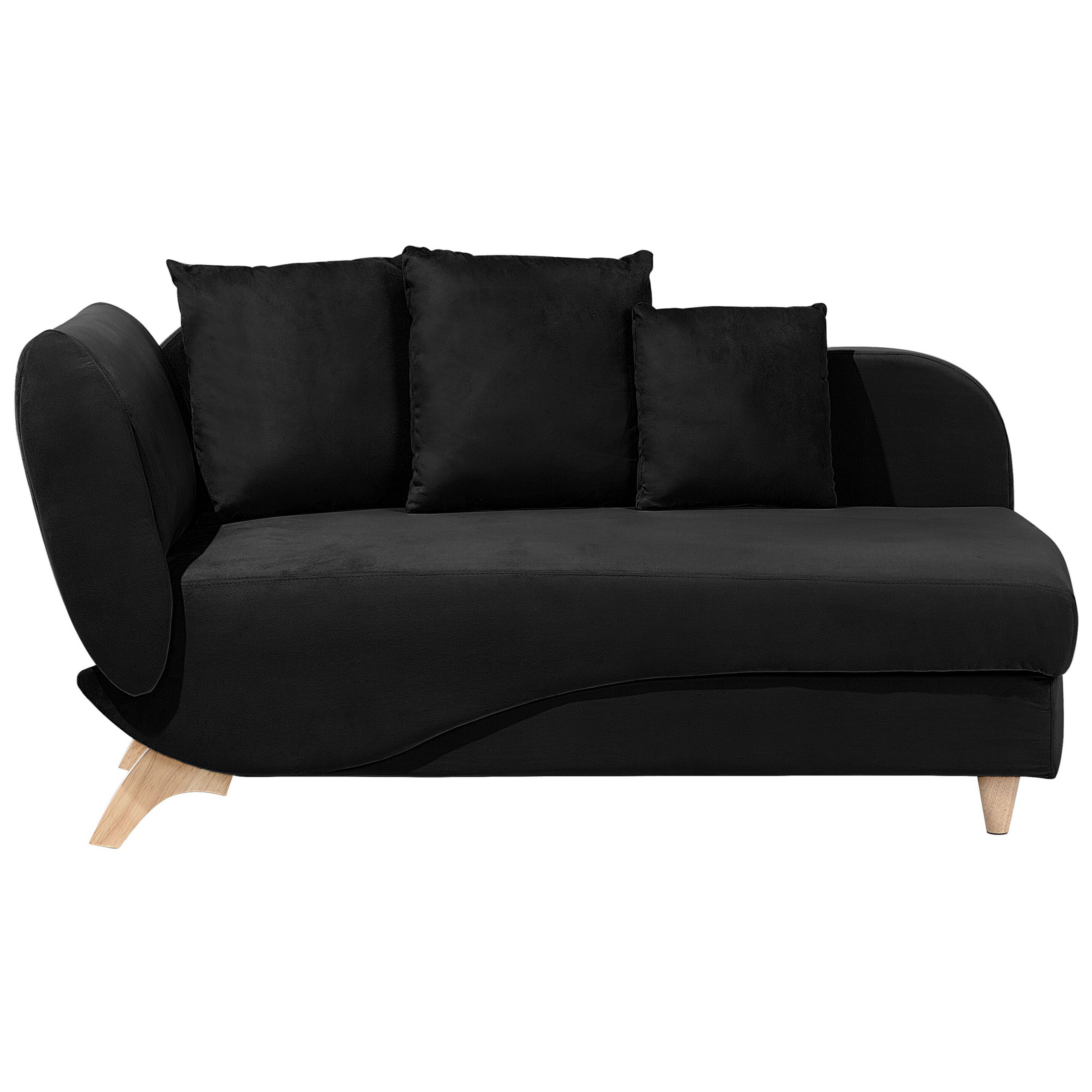 Beliani Left Hand Chaise Lounge in Black with Storage Container