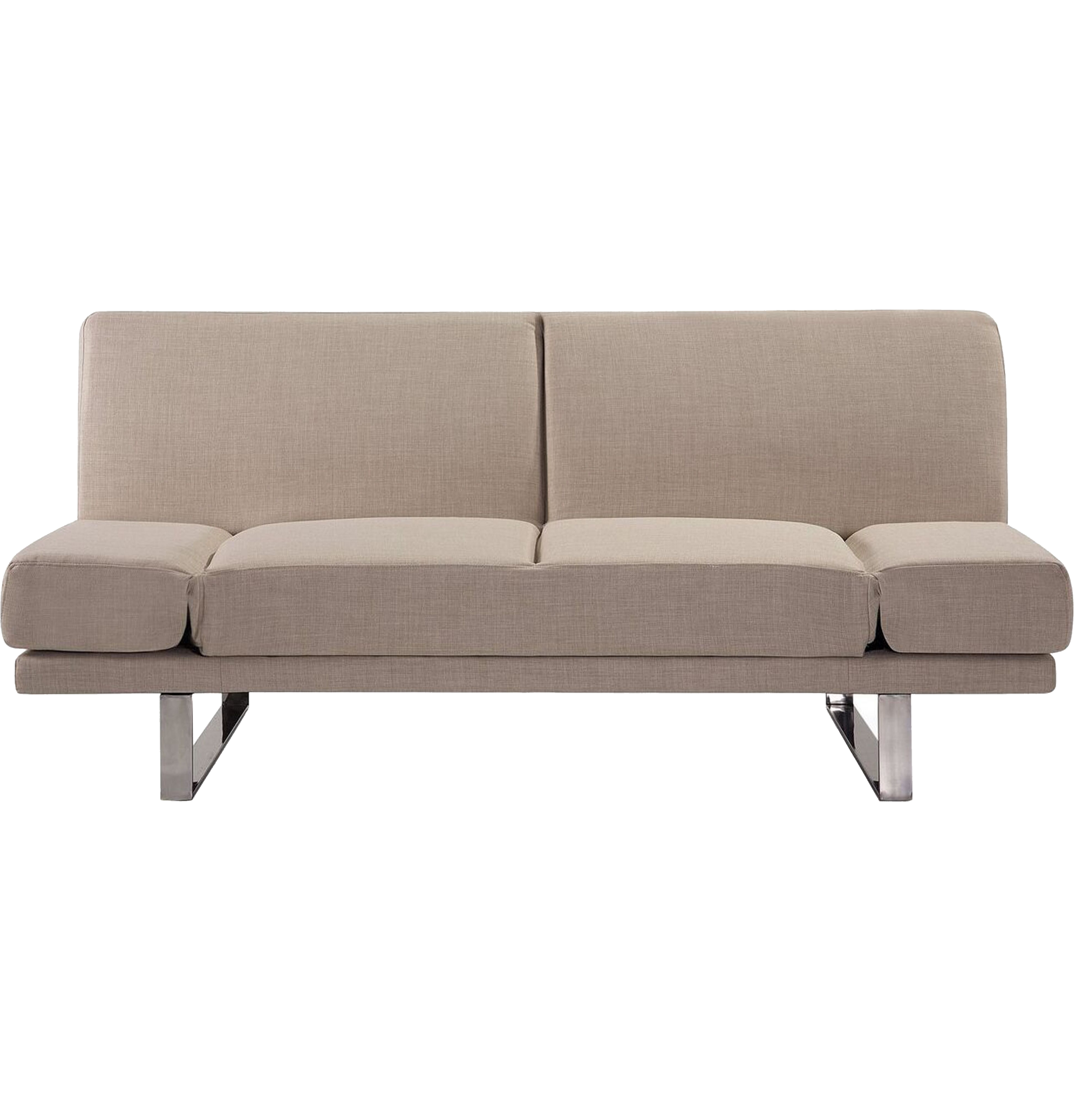 Beliani Sofa Bed Beige Fabric Upholstery 4 Seater Click Clack Mechanism Adjustable Armrests