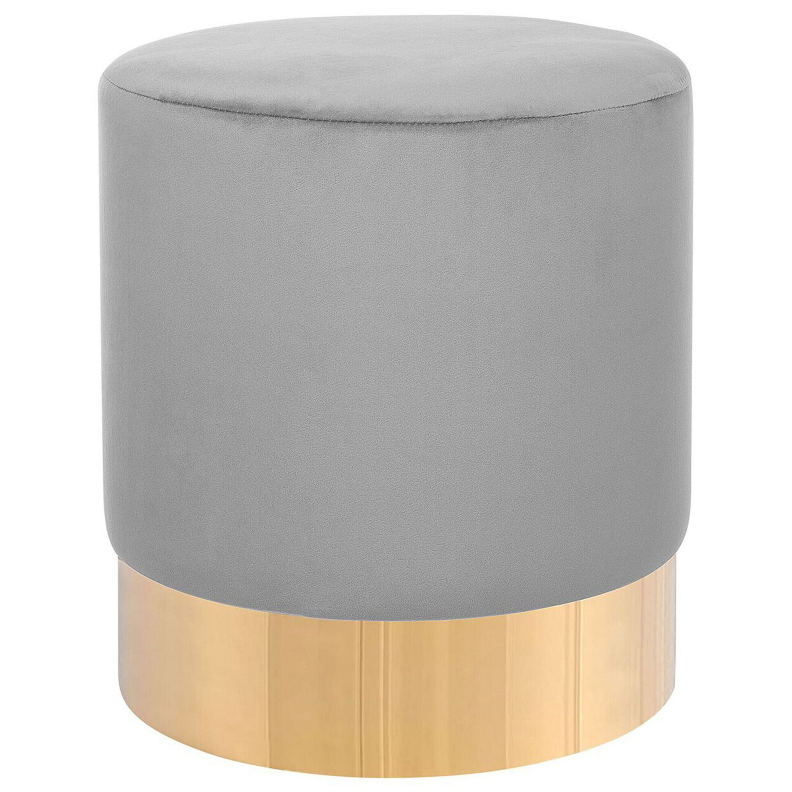 Beliani Footstool Grey Velvet Round Dressing Pouffe Glam Stool with Gold