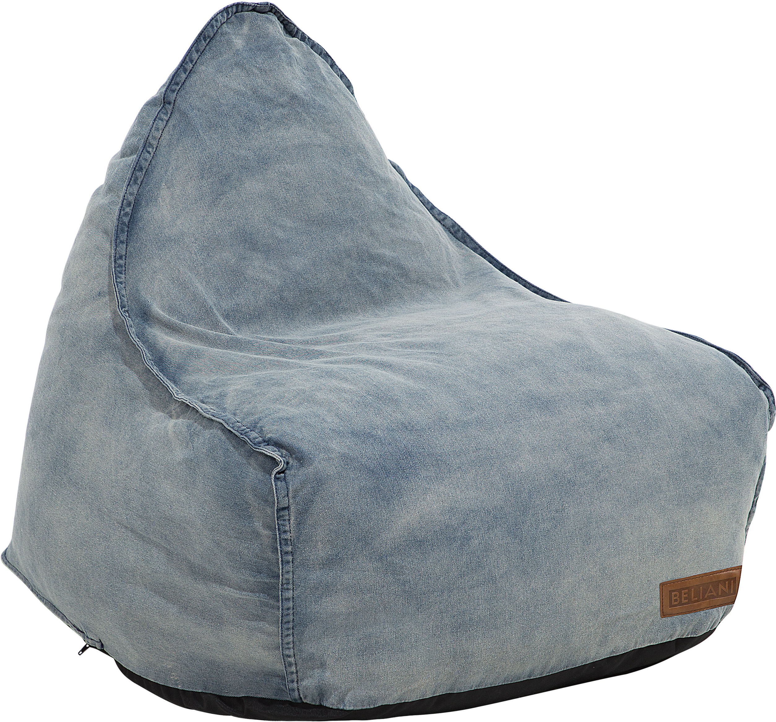 Beliani Teardrop Drop Bean Bag Chair Beanbag Blue Gaming Chair Modern Denim