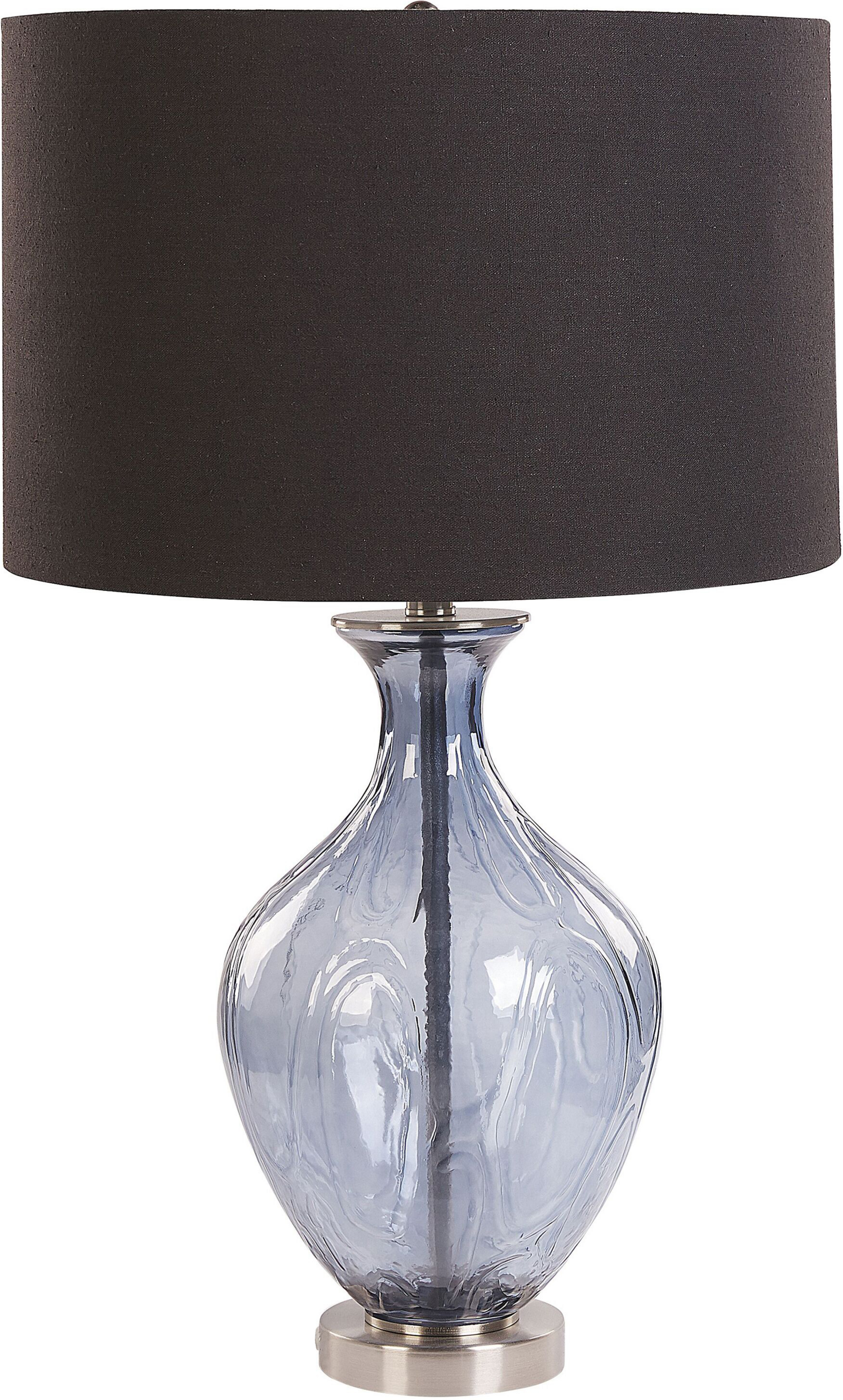 Beliani Table Lamp Blue and Black Glass Fabric 70 cm Bedside Lighting Classic Design