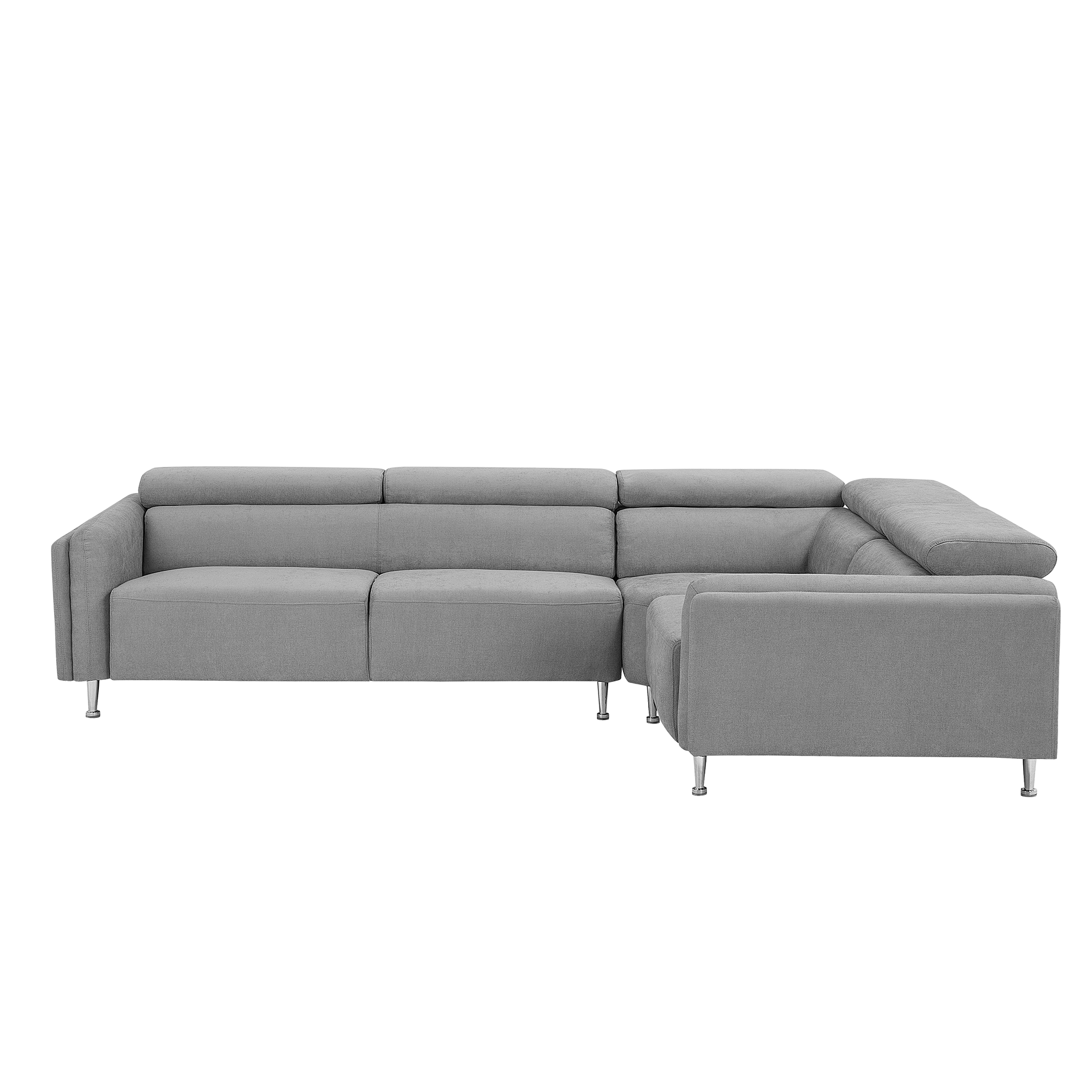 Beliani Corner Sofa Grey 5 Seater Large Adjustable Headrests Modern