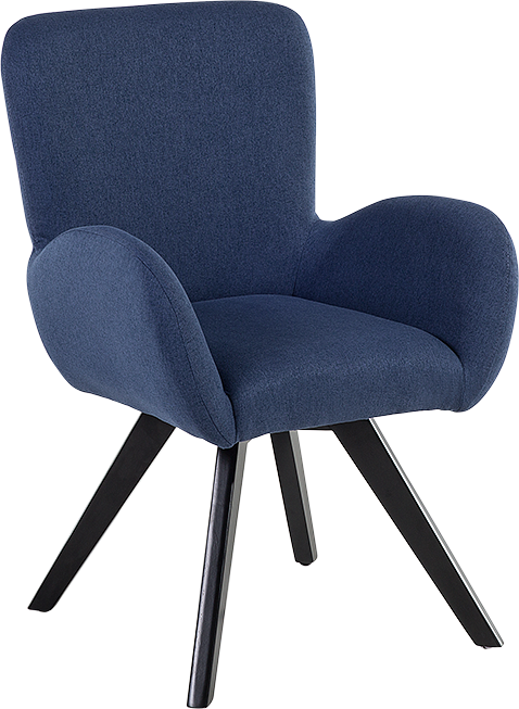 Beliani Lounge Chair Dark Blue Fabric Upholstery Modern Club Chair with Armrests Wooden Legs