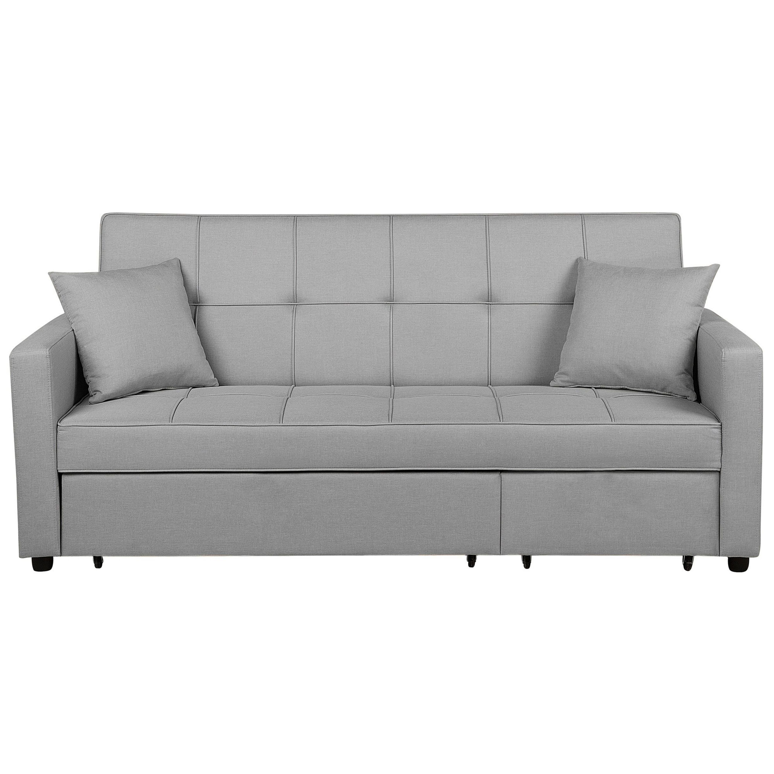 Beliani Sofa Bed Grey Sleeping Function Modern Upholstered