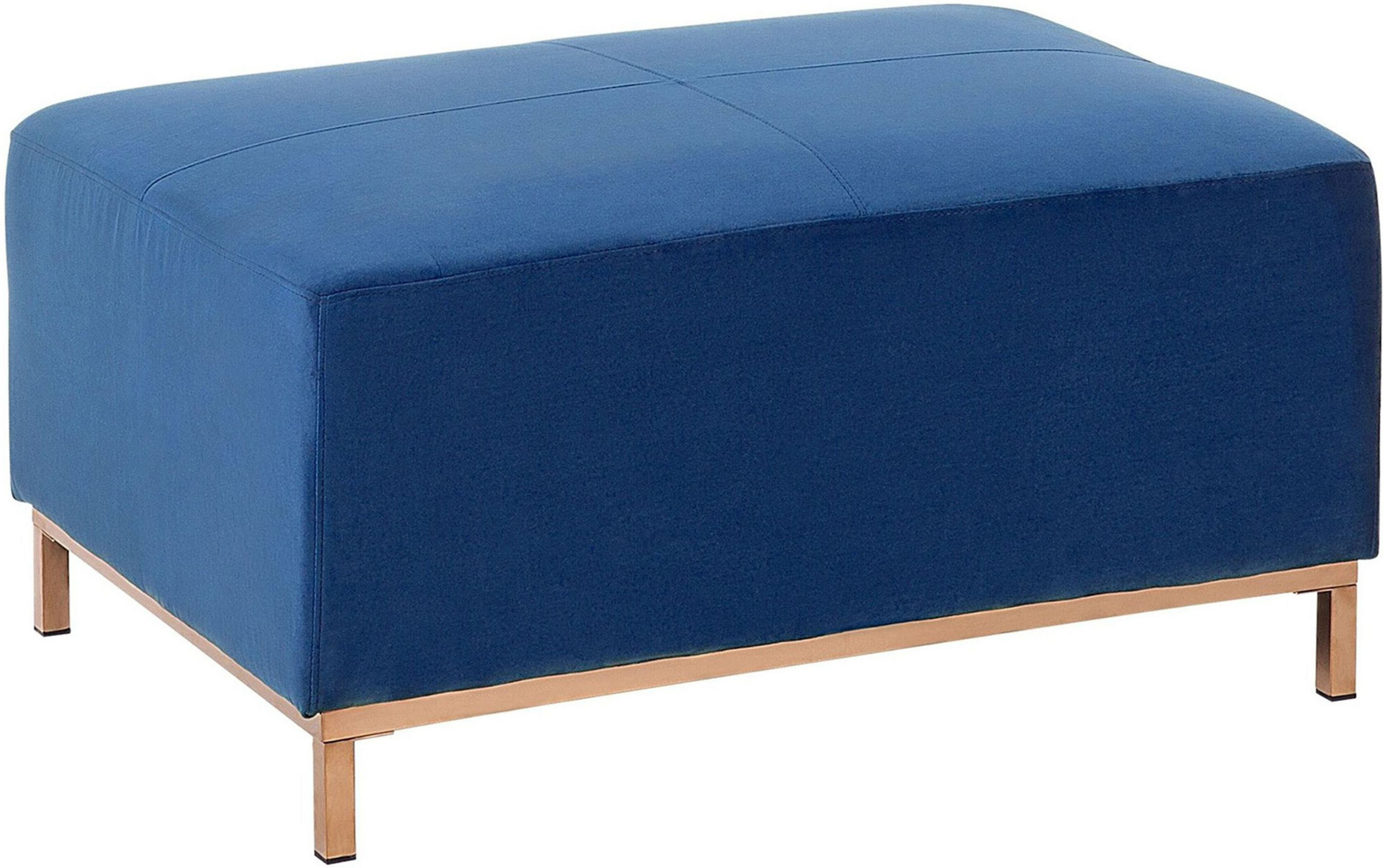 Beliani Ottoman Blue Velvet Footstool Rectangular Modern Glamour