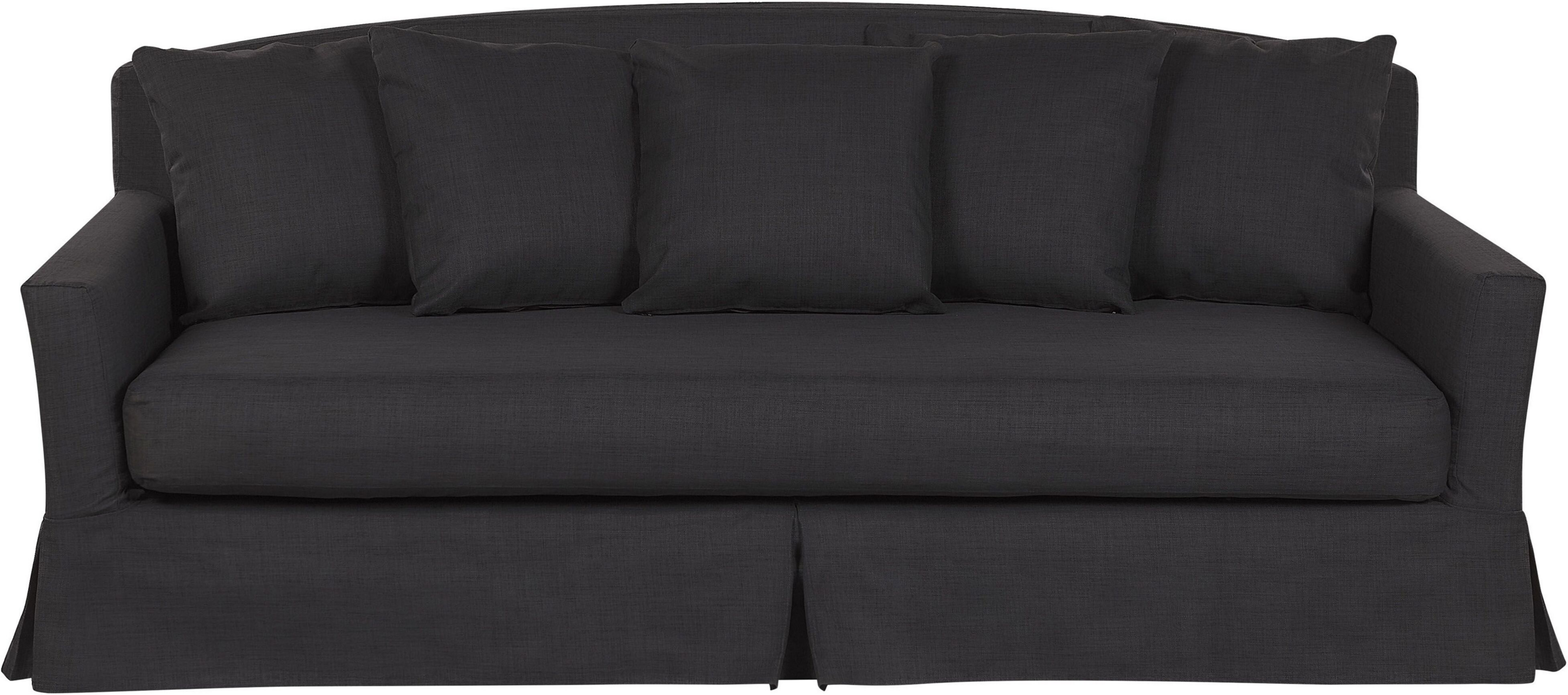 Beliani 3 Seater Sofa Black Polyester Fabric Skirted Loose Cushion Back Foam Filling