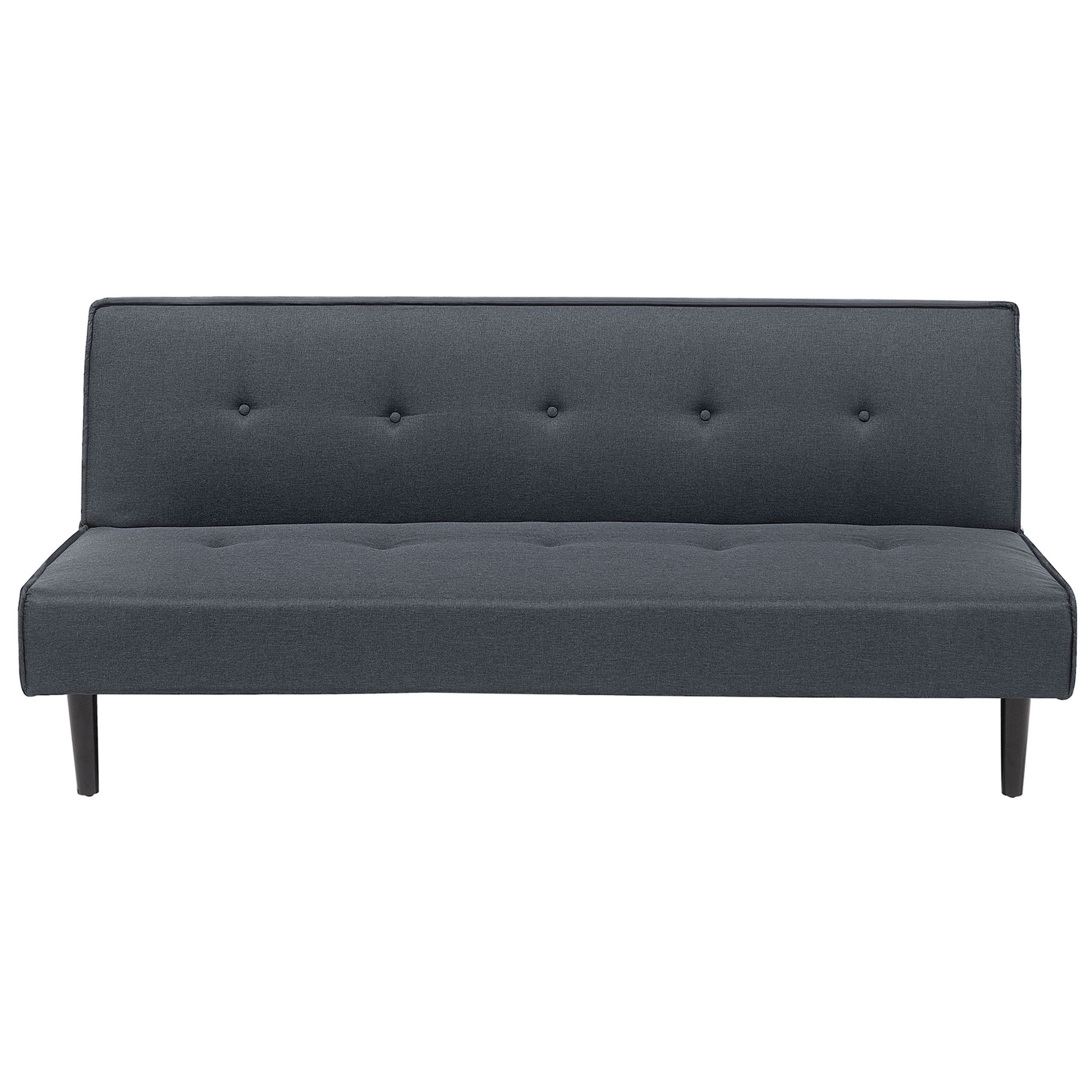 Beliani Sofa Bed Dark Grey 3 Seater Buttoned Seat Click Clack