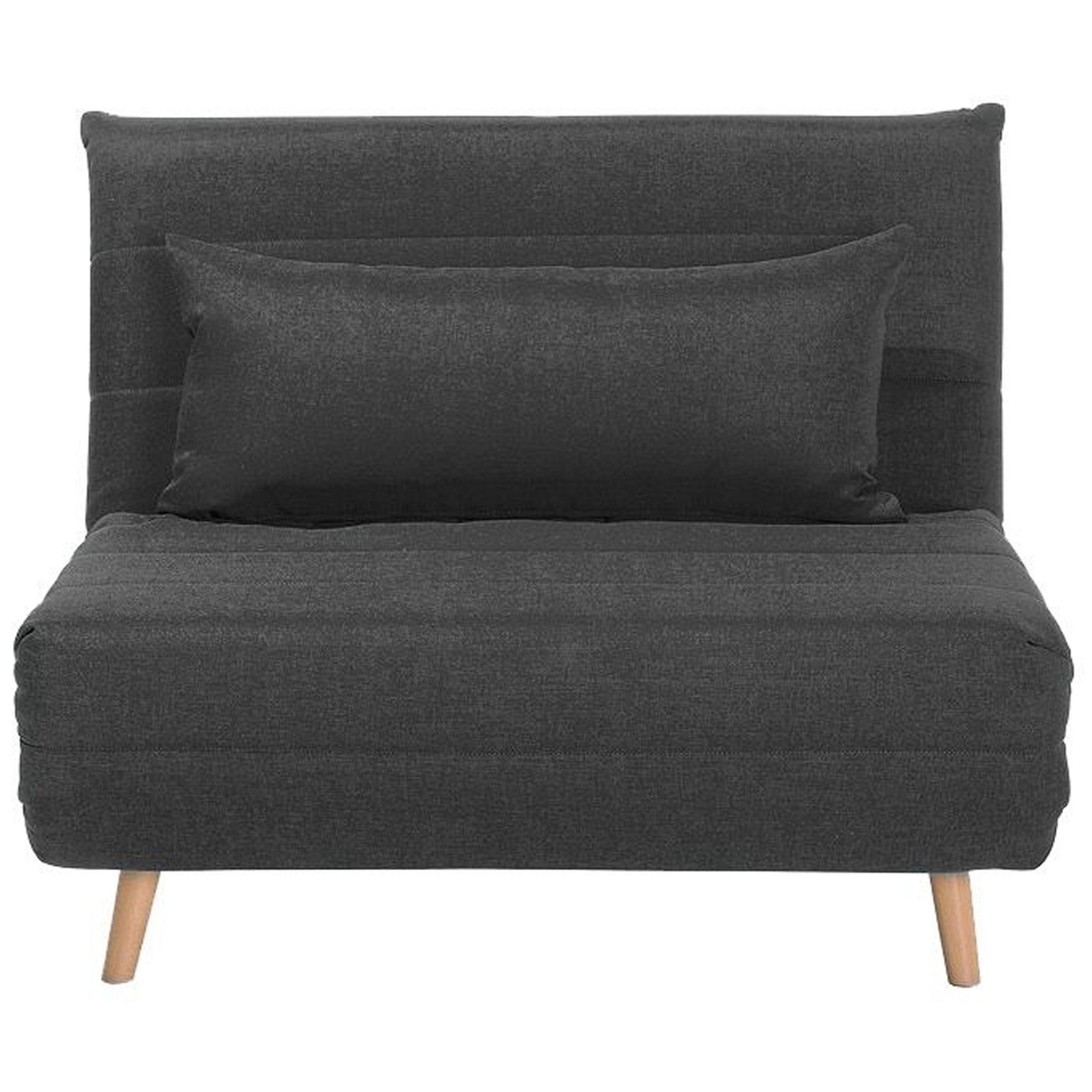 Beliani Small Sofa Bed Dark Grey Fabric 1 Seater Fold-Out Sleeper Armless Scandinavian