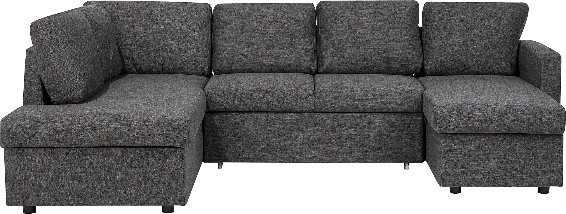 Beliani Corner Sofa Bed Dark Grey Fabric Modern Living Room U-Shaped 5 Seater with Storage Chaise Longues