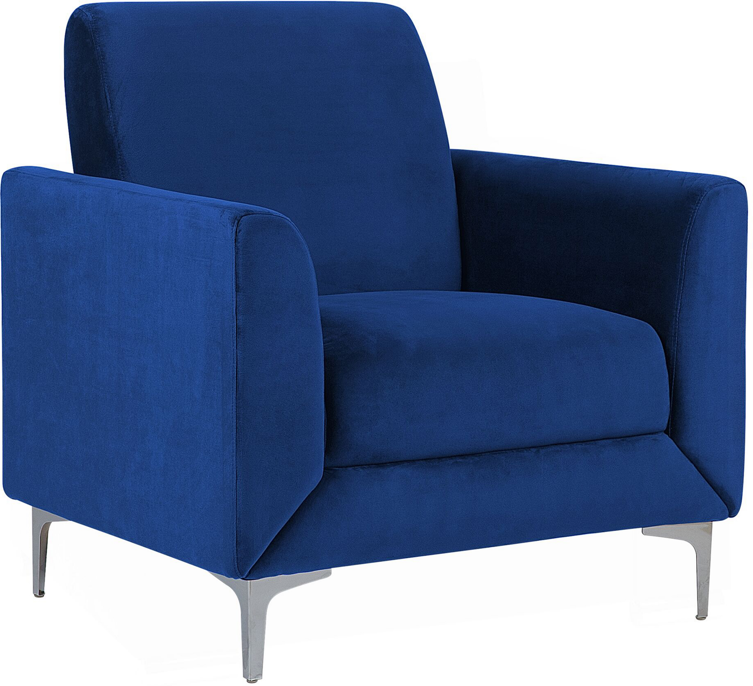 Beliani Armchair Blue Velvet 75L x 89W x 90H cm Thick Seating Retro