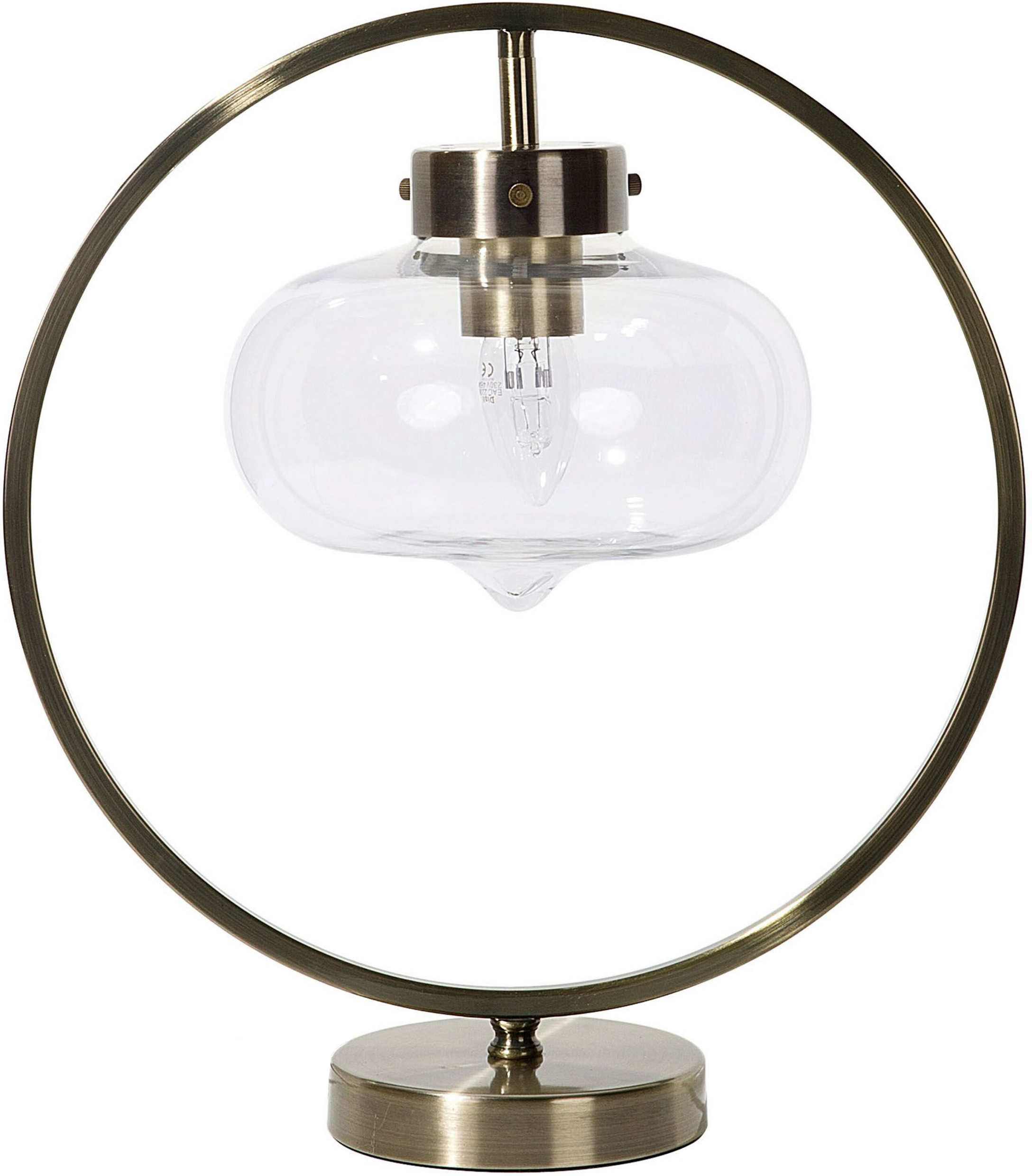 Beliani Table Lamp Bedside Light Gold Metal Round Open Geometric Shade Naked Bulb