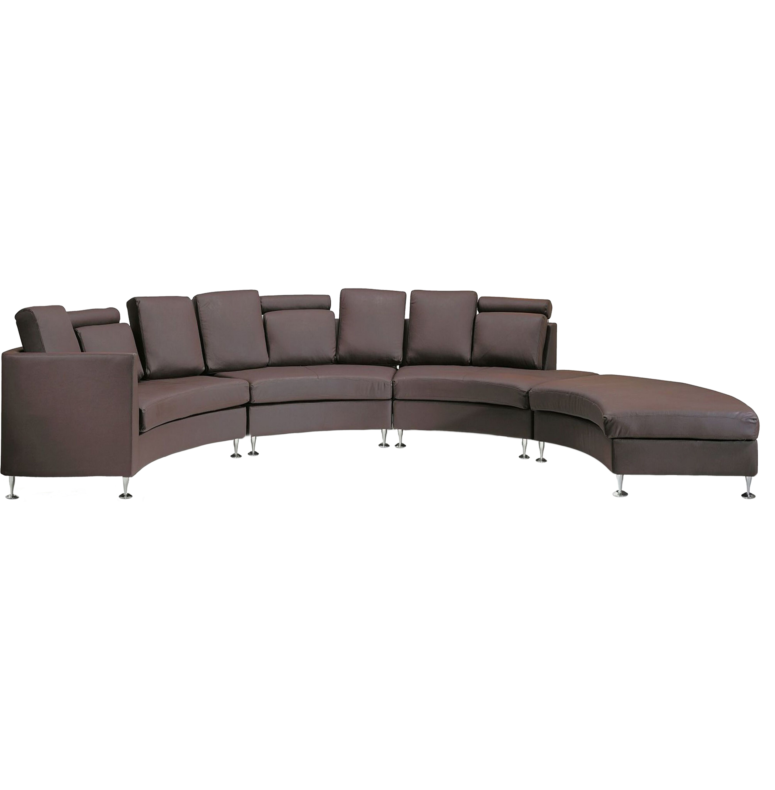 Beliani Curved Sofa Brown Faux Leather Modular 8-Seater Adjustable Headrests Modern