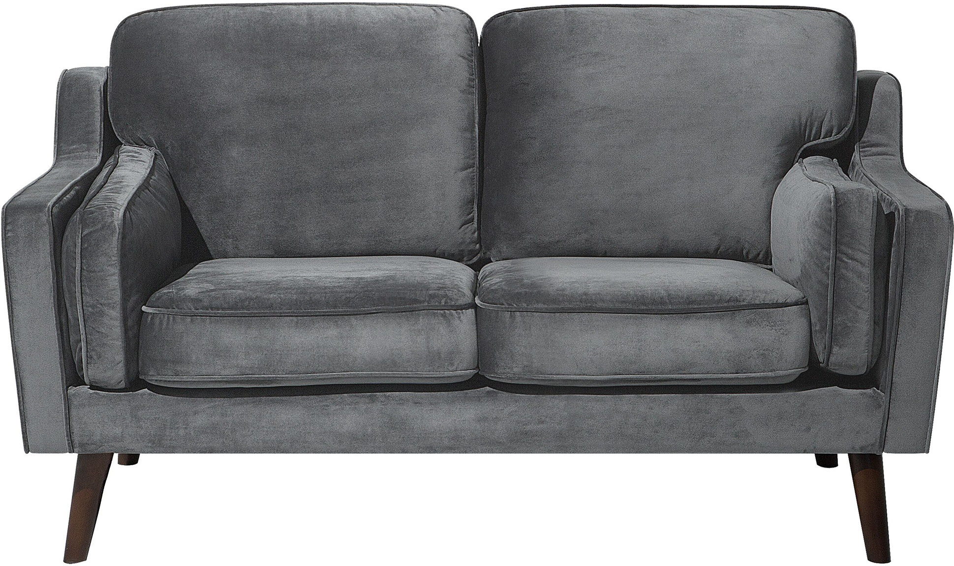 Beliani Sofa Grey 2 Seater Velvet Wooden Legs Classic