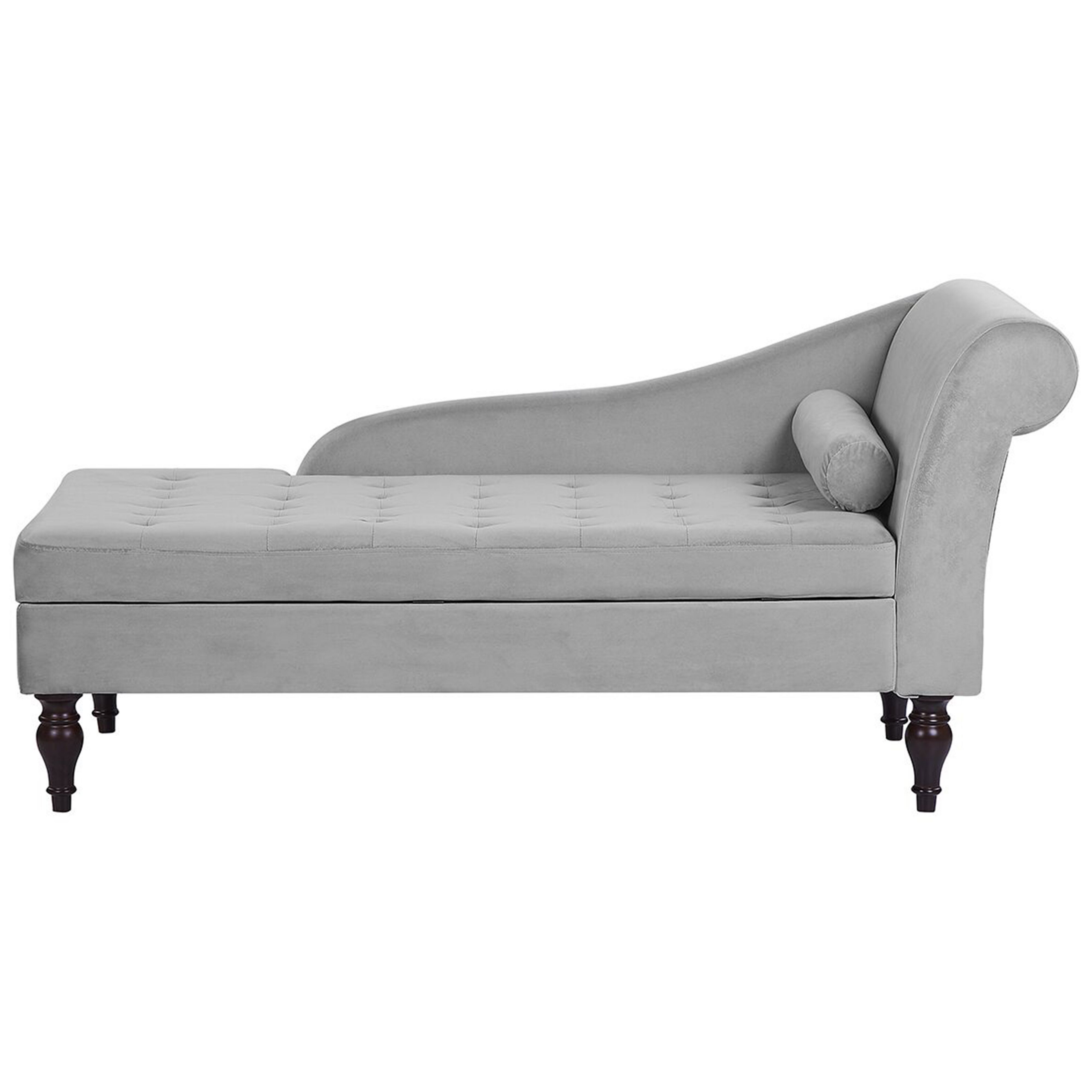 Beliani Chaise Lounge Light Grey Velvet Upholstery Black Legs Modern Design