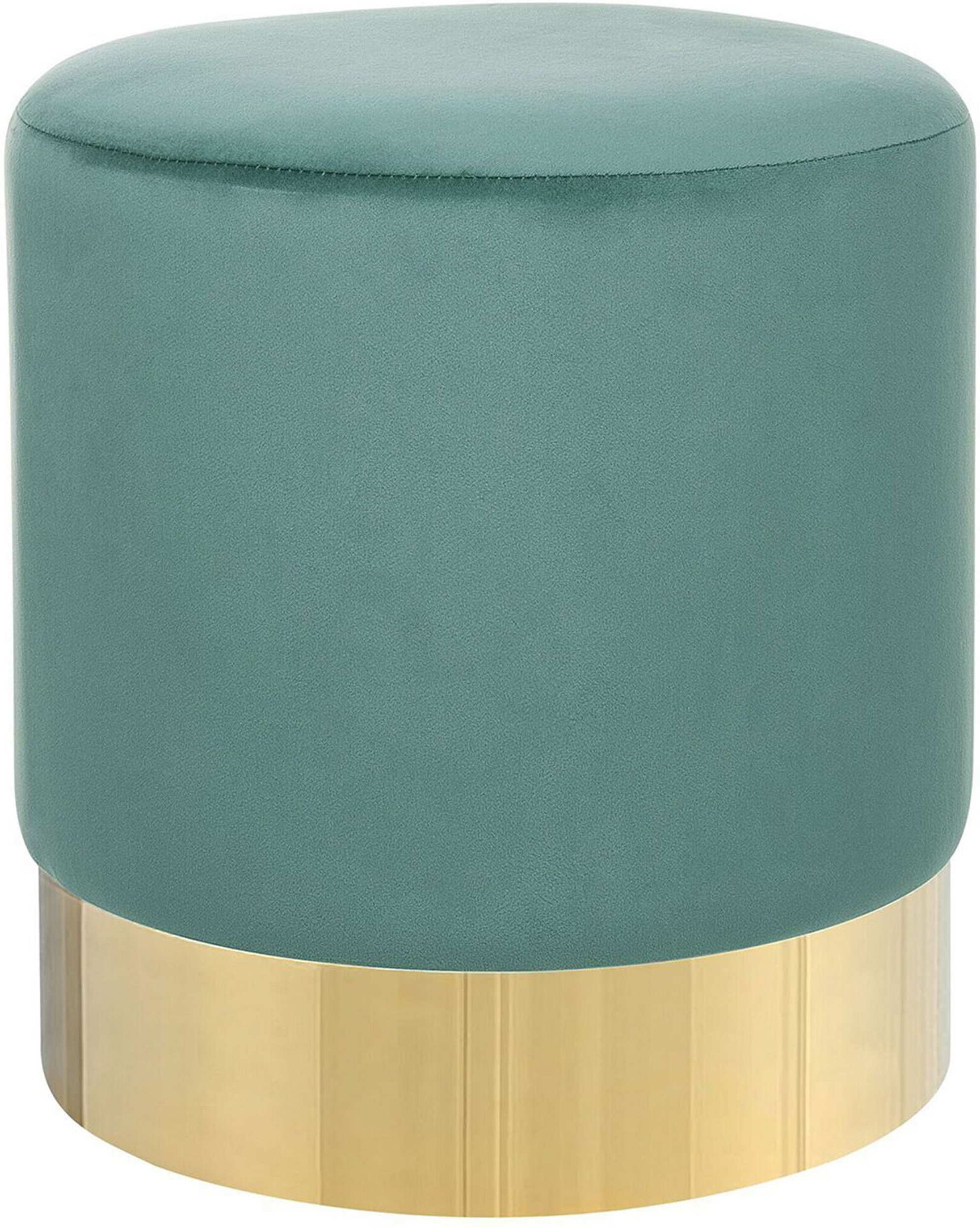 Beliani Footstool Green Velvet Round Dressing Pouffe Glam Stool with Gold