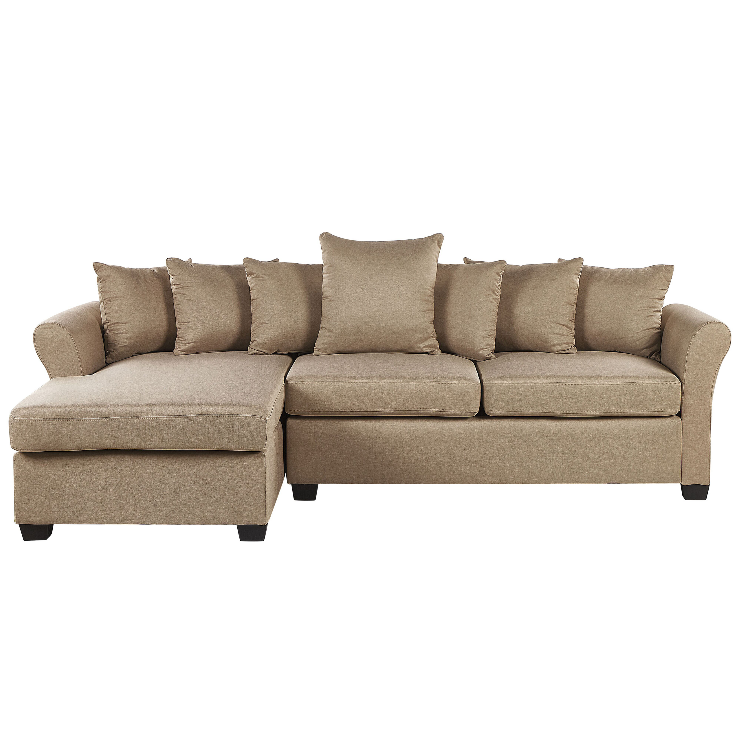 Beliani Corner Sofa Beige Fabric Black Legs Minimalistic Style Living Room