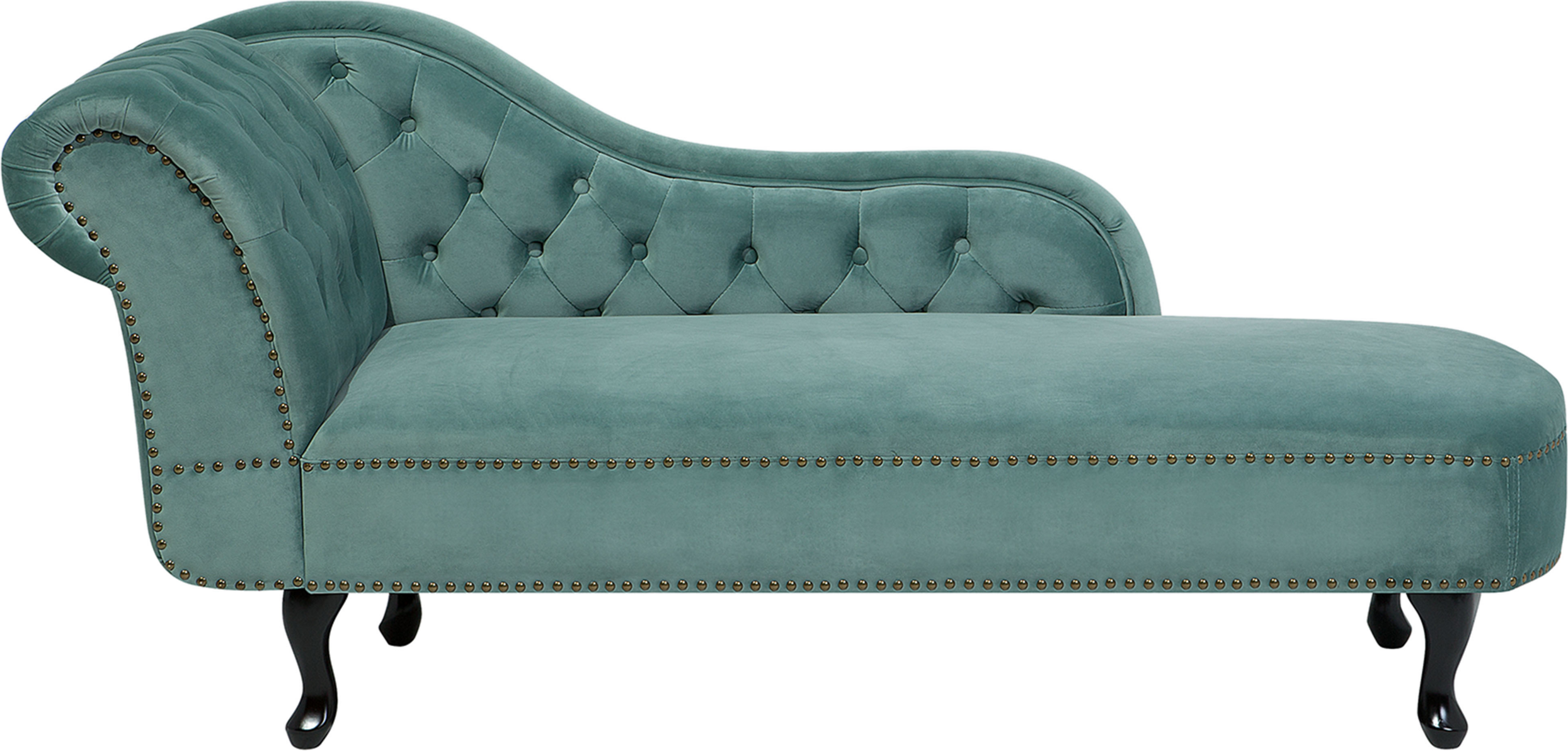 Beliani Chaise Lounge Mint Green Left Hand Velvet Buttoned