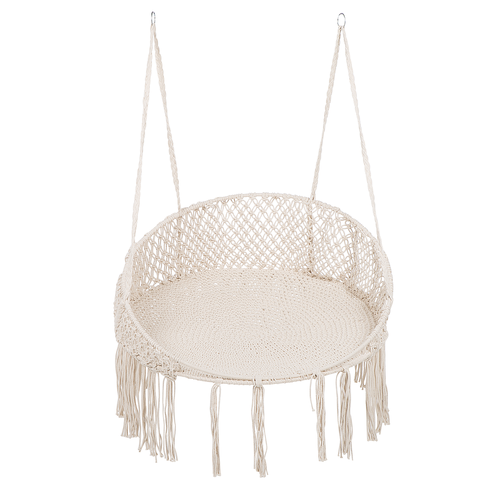 Beliani Cotton Hanging Chair Cream Swing Hammock Boho Indoor Outdoor