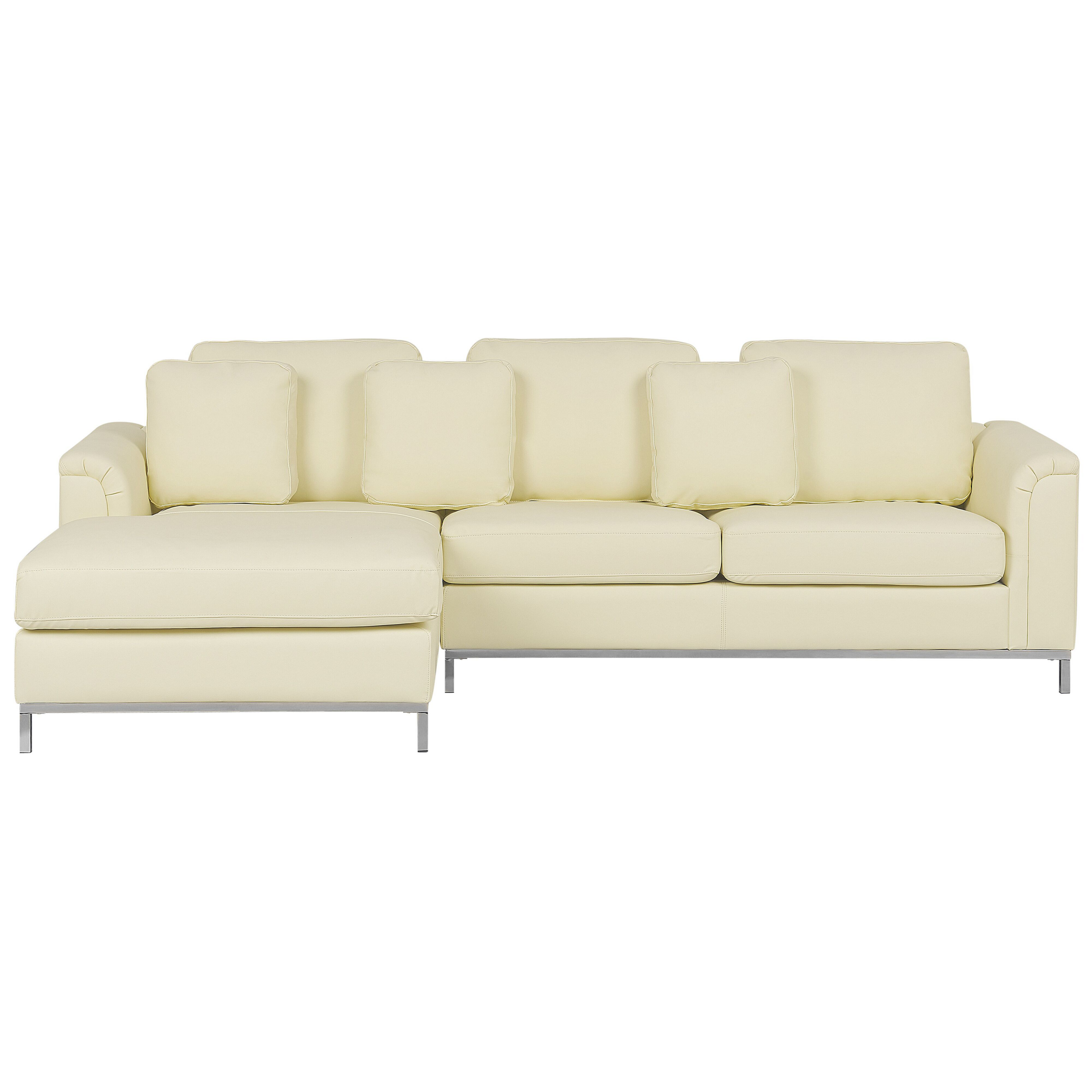 Beliani Corner Sofa Beige Leather Upholstered L-shaped Right Hand Orientation