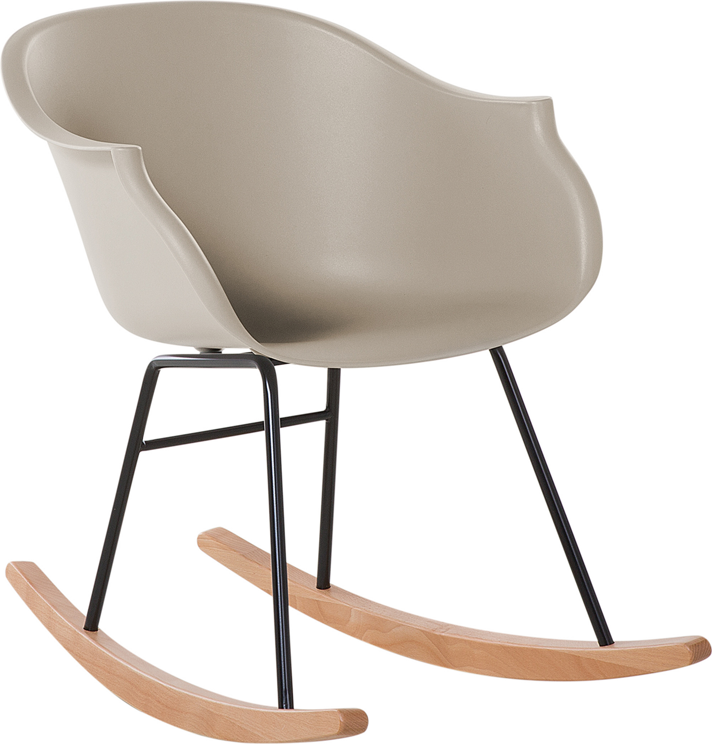 Beliani Rocking Chair Beige Synthetic Material Metal Legs Shell Seat Solid Wood Skates Modern Style