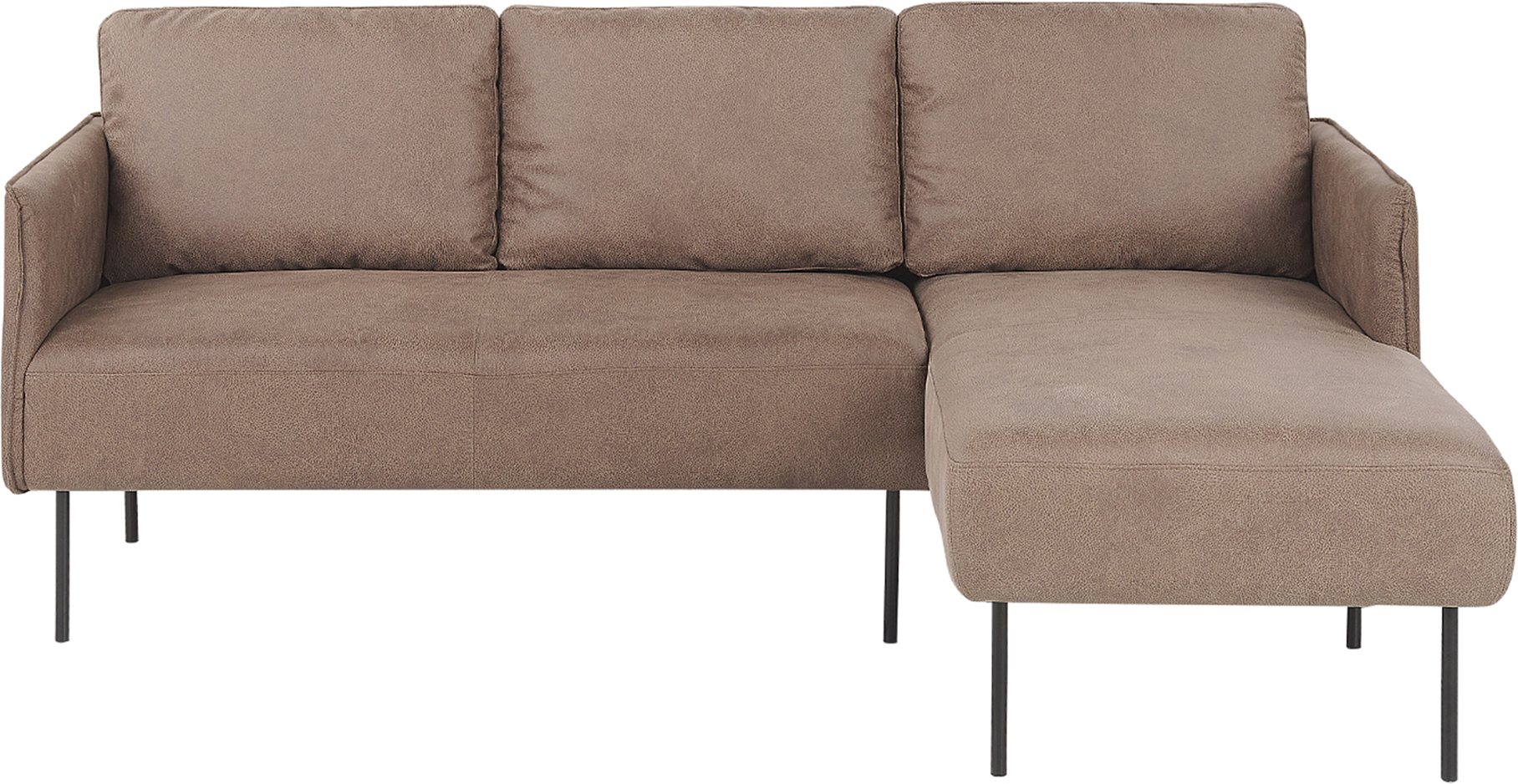 Beliani Corner Sofa Couch Brown Fabric Upholstered L-shaped Left Hand Orientation