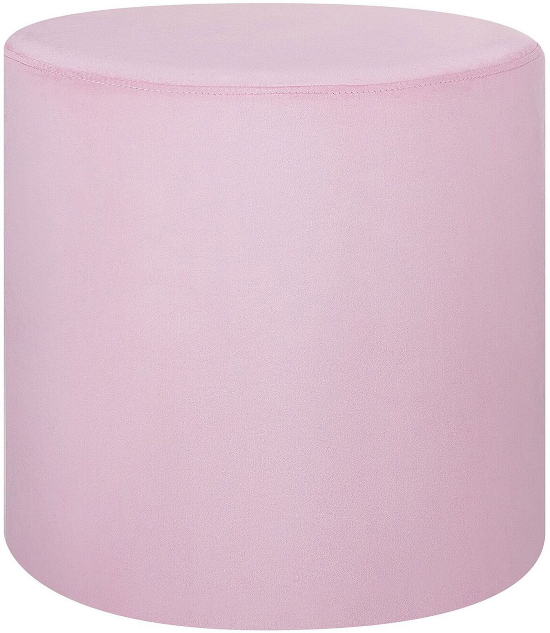 Beliani Round Velvet Pink Ottoman Pouffe Footstool