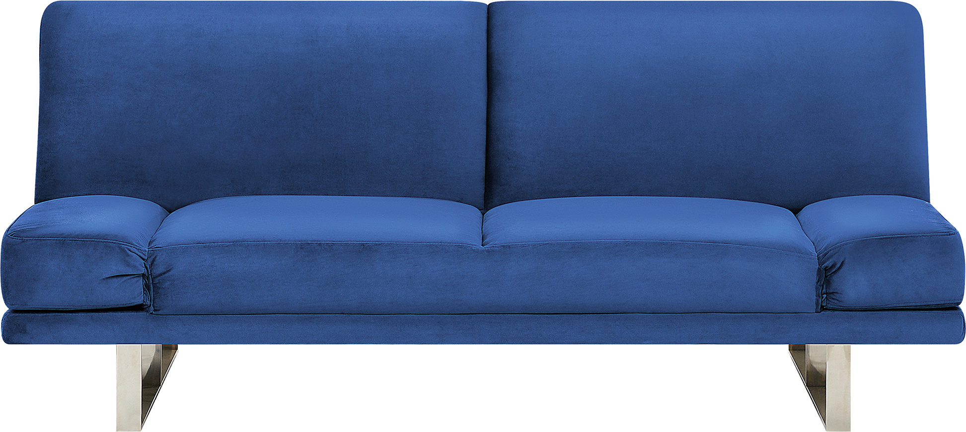 Beliani Sofa Bed Navy Blue Velvet Upholstery 3 Seater Click Clack Mechanism Adjustable Armrests