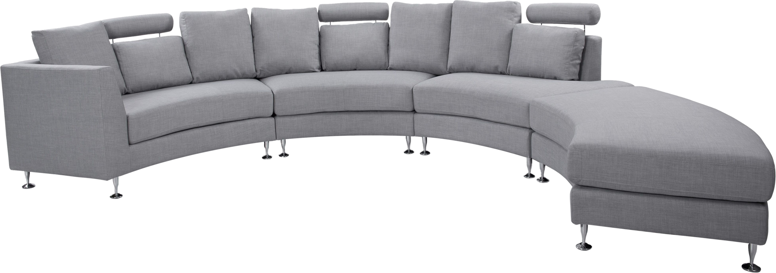 Beliani Curved Sofa Light Grey Upholstery Modular 8-Seater Adjustable Headrests Modern