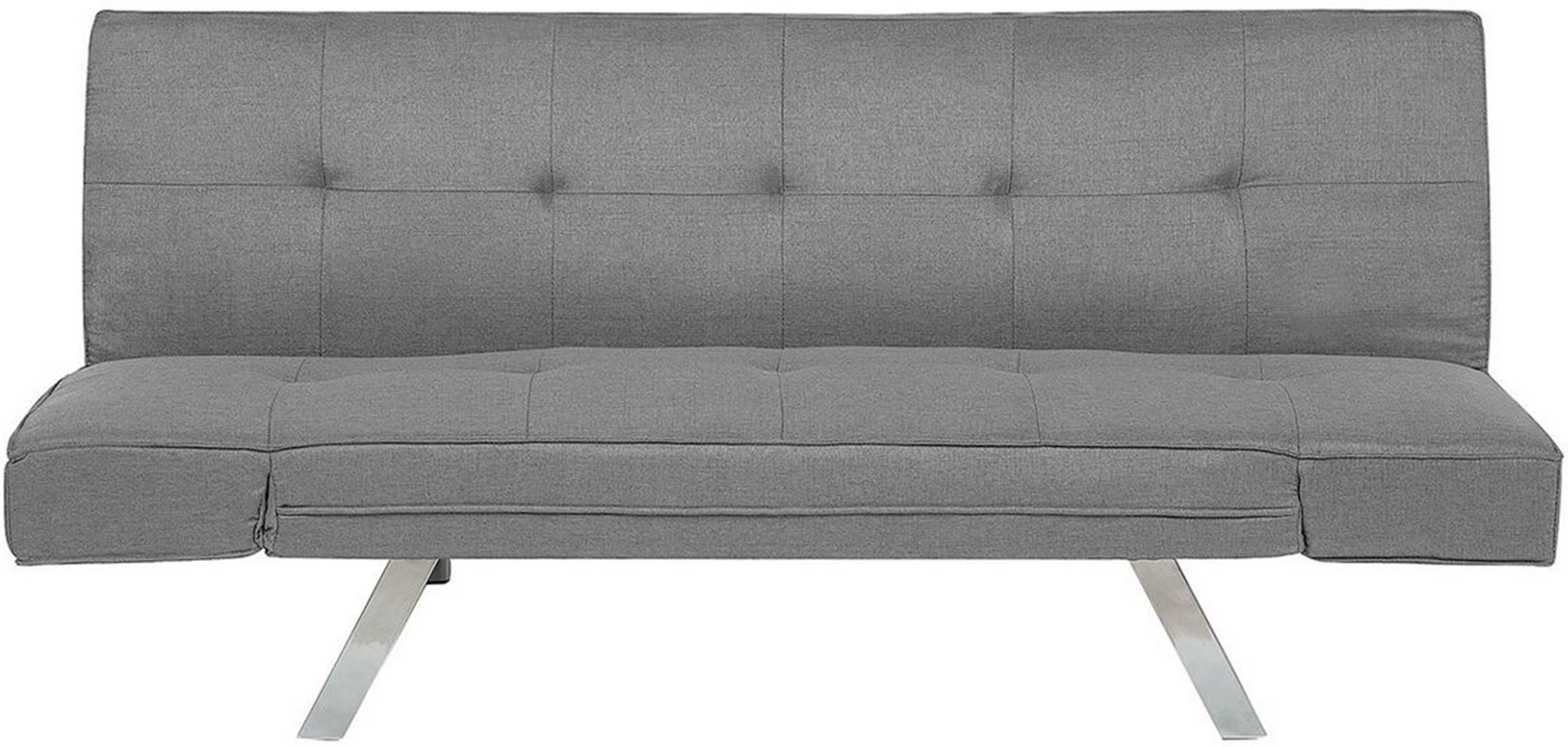 Beliani 3 Seater Sofa Bed Light Grey Upholstered Armless Modern