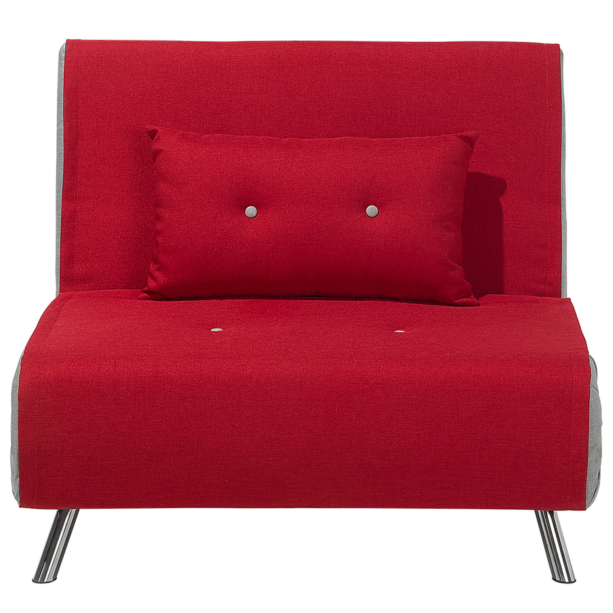 Beliani Sofa Bed Red Fabric Upholstery Single Sleeper Fold Out Chair Bed