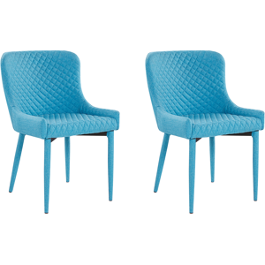 Beliani Set of 2 Dining Chairs Blue Fabric Upholstery Glam Eclectic Style Material:Polyester Size:52x82x51