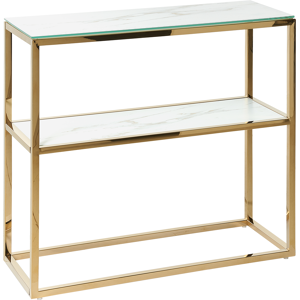 Beliani Console Table White with Gold Tempered Glass Stainless Steel 80 x 30 cm Shelf Rectangular Glam Modern Living Room Bedroom Hallway Material:Tempered Glass Size:30x78x80