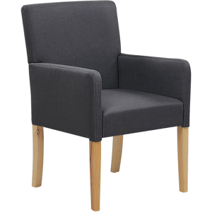 Beliani Dining Chair Grey Fabric Upholstery Wooden Legs Elegant Seat with Arms Material:Polyester Size:60x89x58